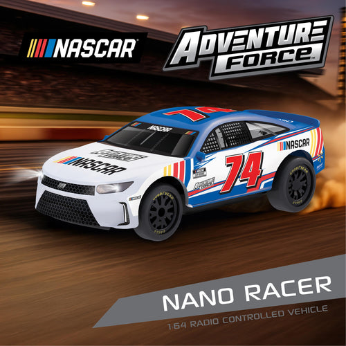 (1:64) Radio Control NASCAR Nano Racer Blue/White Stock Car, WR5-64C22V-TT Child