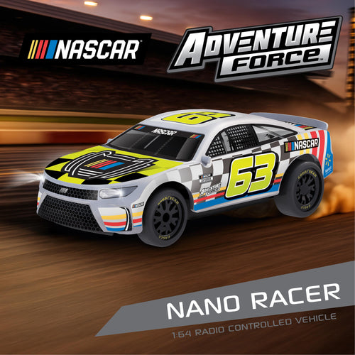 (1:64) Radio Control NASCAR Nano Racer Silver Stock Car, WR564C22V-SV, Child