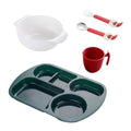 Decor Plastic Dinner Dish Children's Christmas Dinner Dish Household Fall-proof Fast Food Dish Dinner Bowl Water Cup Spoon Fork Five Sets Christmas Products