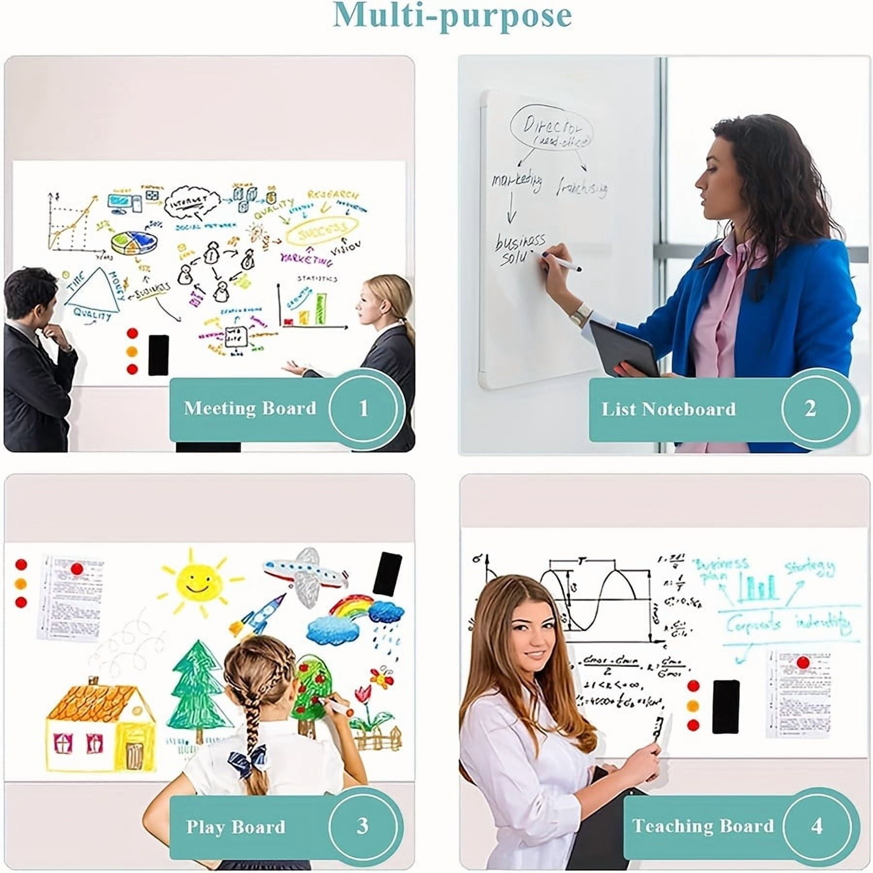 Magnetic Dry Erase Whiteboard Paper with Adhesive, 24" x 36" White Board Film for Wall, Easy to Write and Clean Dry Erase Board for Office, Classroom, Home, Include Marker, Magnetic Eraser and Magnet