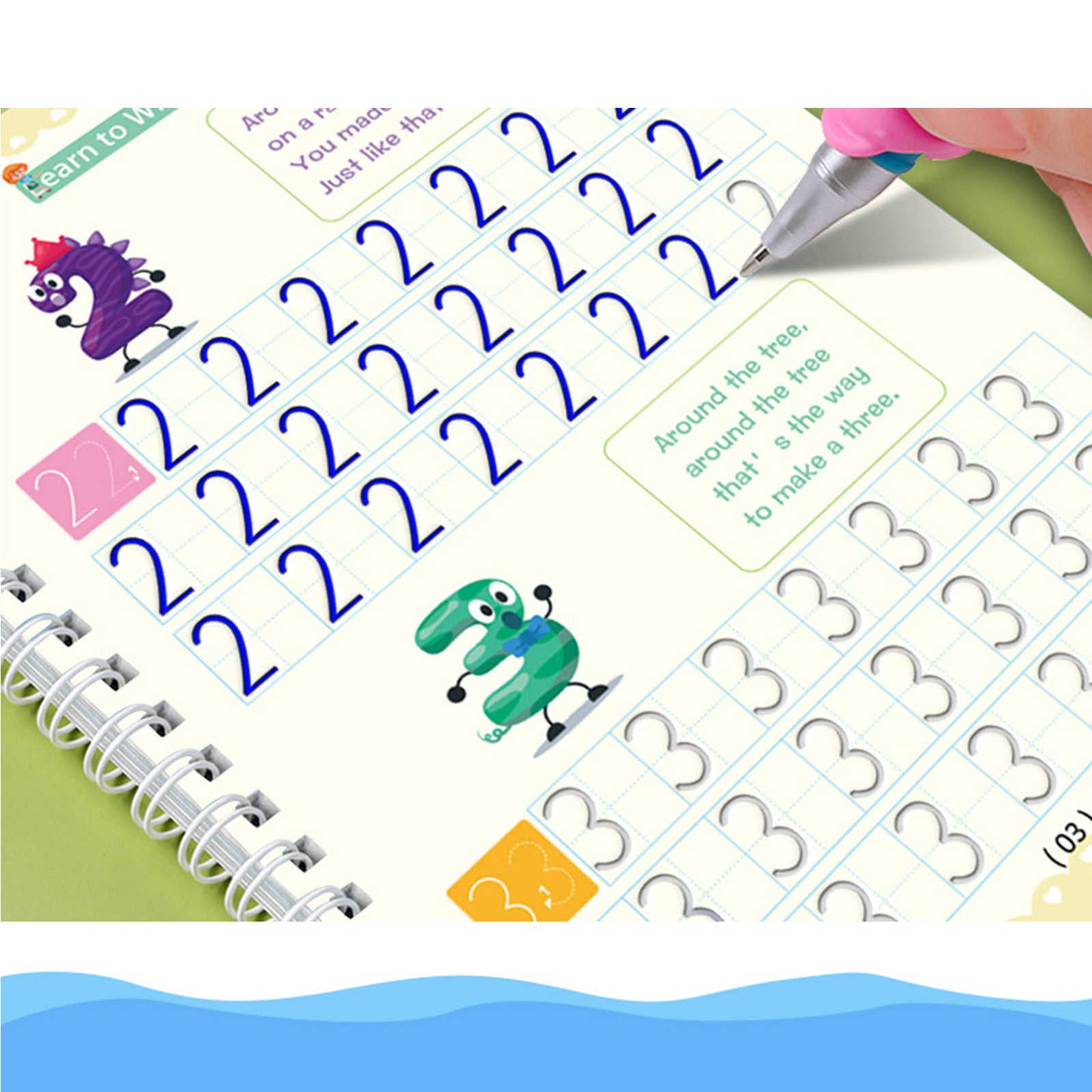 Magical Handwriting Workbooks Practice Copybook, Magic Calligraphy That Can Be Reused Handwriting Copybook Tracing Book (4books+Pens) by PAKASEPT